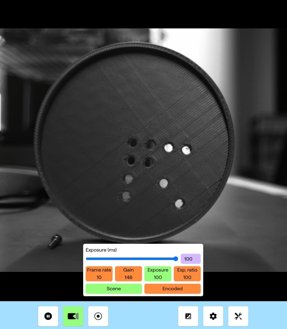 Living Optics camera page with livestreaming video